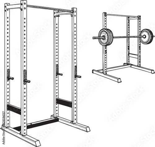 vector drawing of Squat Rack on white