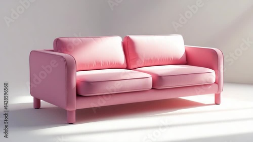 Modern pink sofa set against a white background showcasing contemporary minimalistic furniture design for a stylish living room.