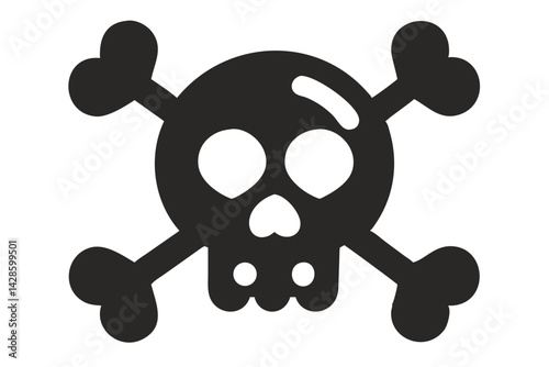 Simple black and white skull and crossbones graphic design.