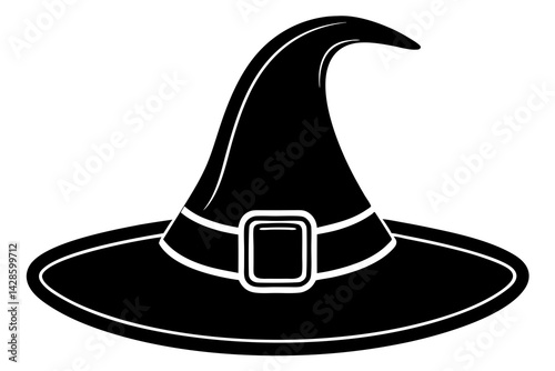 Simple, black silhouette of a witch's hat.