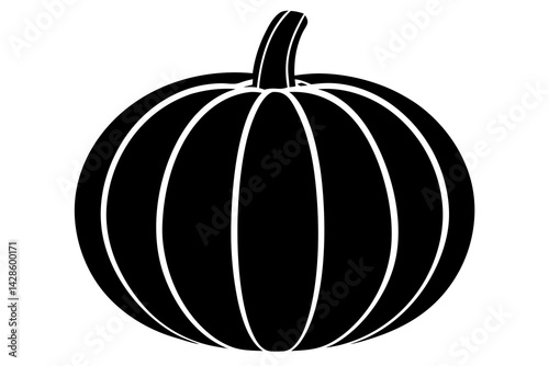 Simple black silhouette of a pumpkin, perfect for autumnal design elements.
