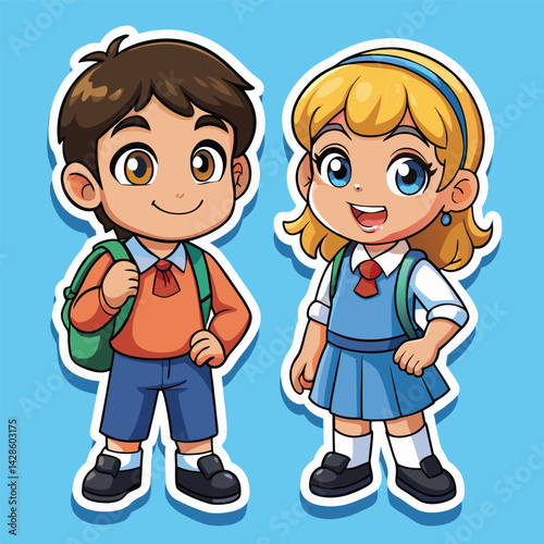 Cartoon School Children