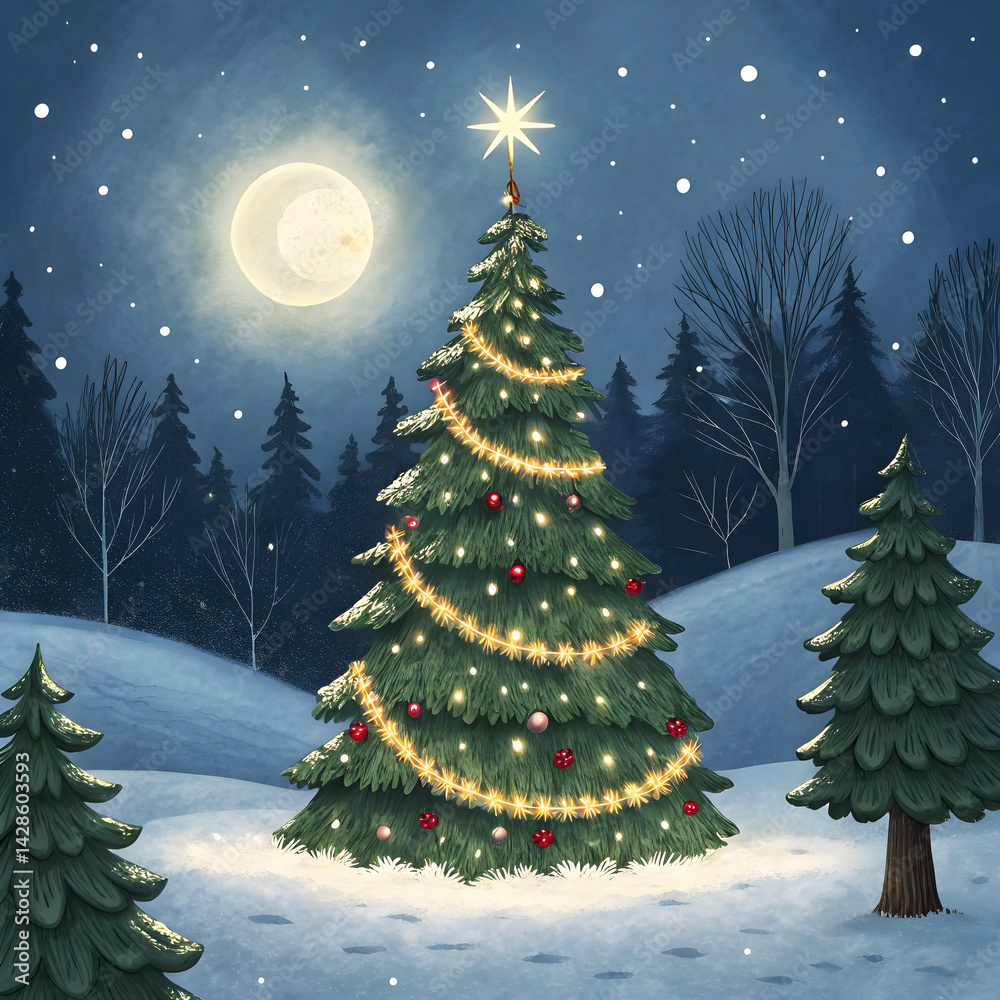 Obraz premium collection snow winter tree, christmas tree with snow