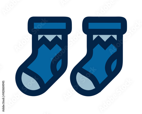 Christmas stockings icon in minimalistic design with blue colors  