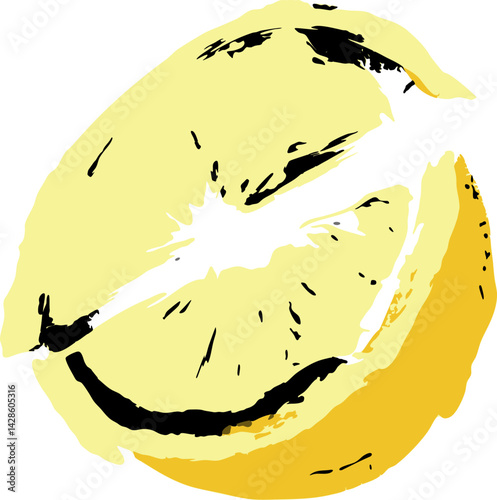 A yellow lemon with a white spot on it