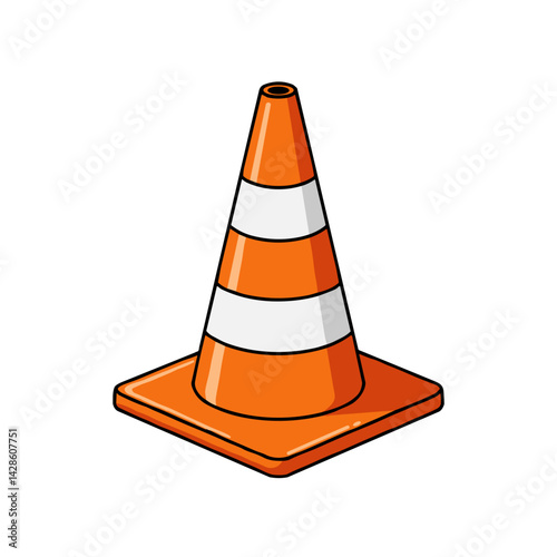 Traffic safety cone illustration, Vector illustration