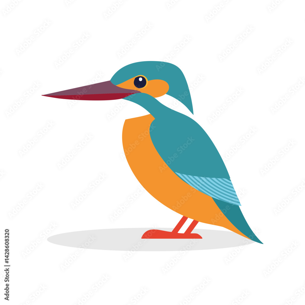 Obraz premium Kingfisher Vector Illustration, Cute bird Character for decor.