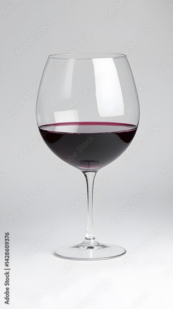 Full Glass of Red Wine Studio Shot, Elegant Wineglass Full Glass of Red Wine Studio Shot, Elegant Wineglass