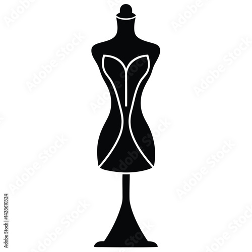 Isolated Black Vector Artist Element art mannequin With White Background