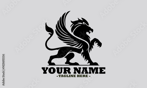 griffin engrave logo icon design illustration, griffin vector illustration art and logo background griffin design