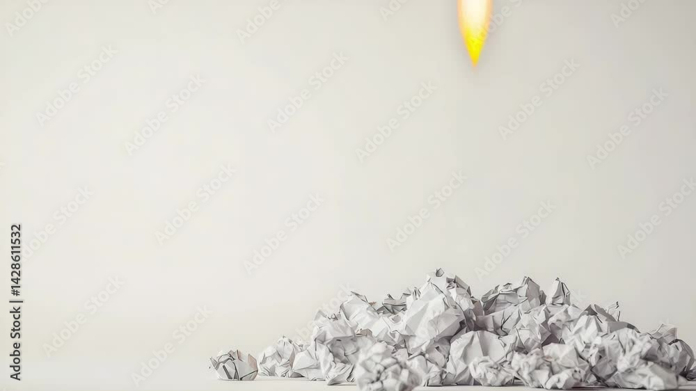 Red Rocket Launching from Pile of Crumpled Paper Business Startup Success Concept