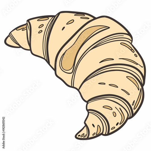 Vector Flat Color Croissant isolated on white background