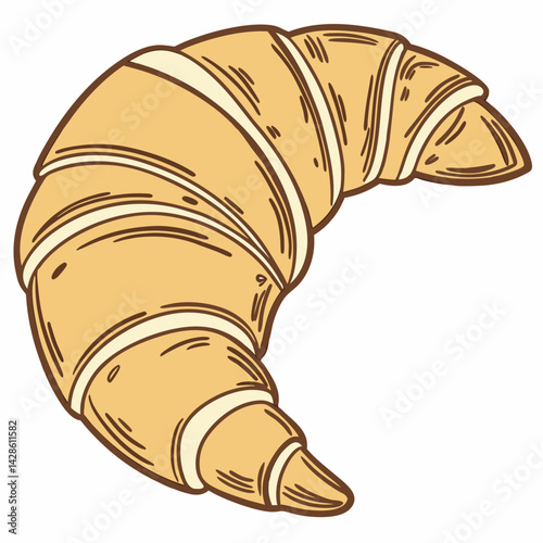 Vector Flat Color Croissant isolated on white background