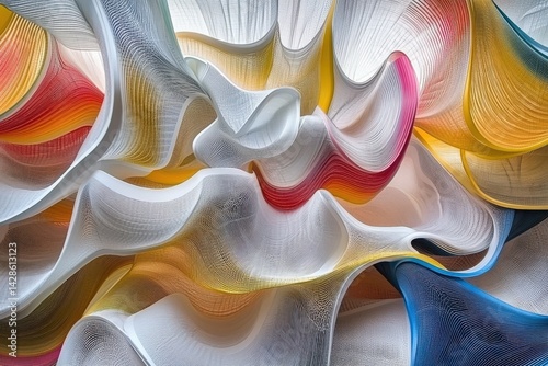 Obraz na płótnie Abstract Colorful Waves of Curved Lines and Textures in Motion w salonie