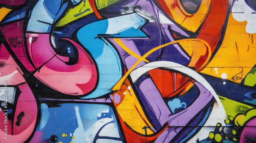 Fototapeta premium A dynamic street art mural featuring bold graffiti and urban culture elements