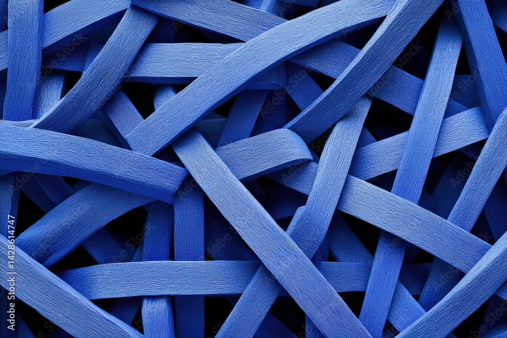 Abstract Design of Blue Ribbons in Twisted and Interwoven Pattern