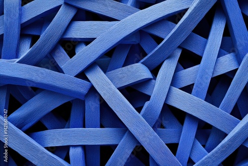 Obraz na płótnie Abstract Design of Blue Ribbons in Twisted and Interwoven Pattern w salonie