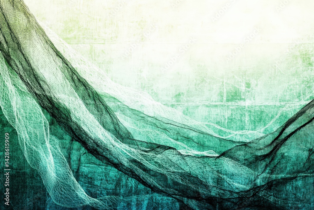 Abstract Flowing Textures in Green and Black Tones for Design Use