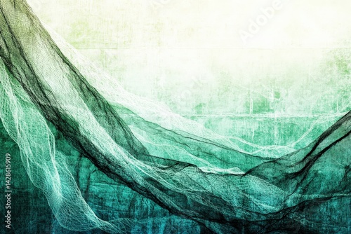 Obraz na płótnie Abstract Flowing Textures in Green and Black Tones for Design Use w salonie