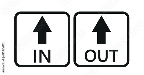 Free Download  Yellow and black in and round warning direction info sticker badge icon with an arrow and text.vector icon - GFXLoad