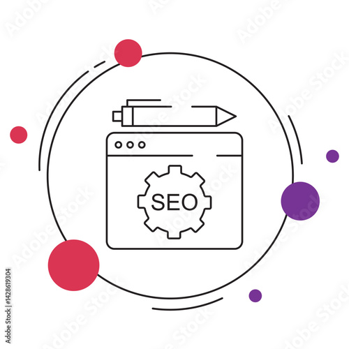 SEO Writing  icon, Boost Your Rankings with Strategic SEO Writing, Crafting Content That Google and Readers Love, vector