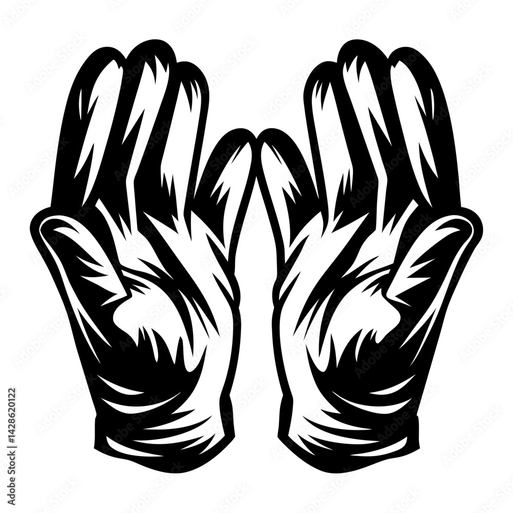 Obraz premium Black and white graphic illustration of two open hands facing upwards