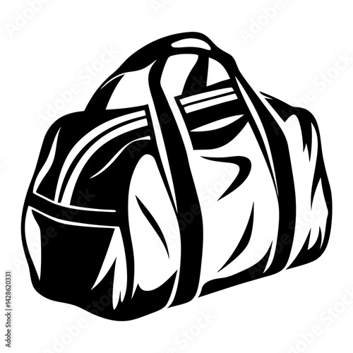 Monochrome duffel bag illustration in vector art, ready for travel