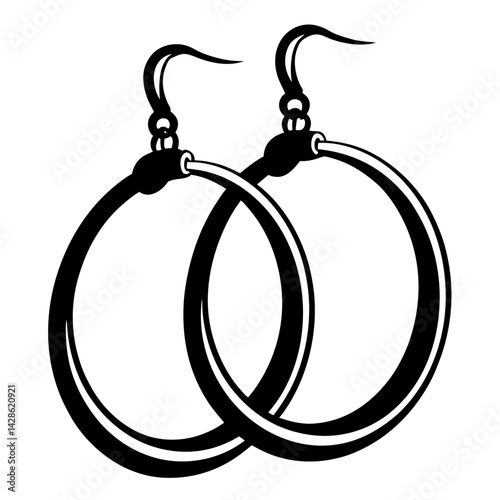Stylized graphic depiction of hoop earrings in black and white design