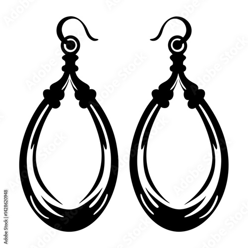 Pair of elegant teardrop earrings in simple black and white design