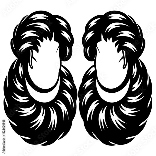 Duplicated monochrome image of a woman with voluminous hair in profile