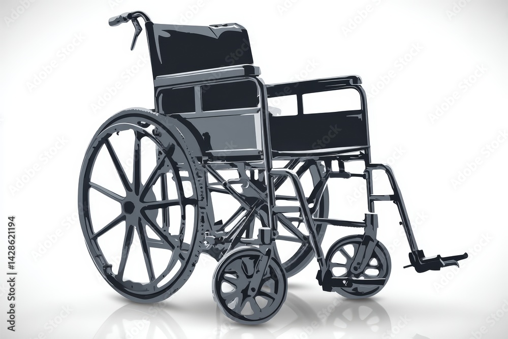 Fototapeta premium A sleek, modern wheelchair designed for mobility and comfort, featuring large wheels and a minimalist aesthetic.