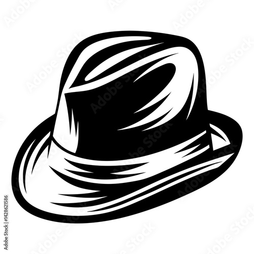 Striking minimalist vector illustration of a classic fedora hat design