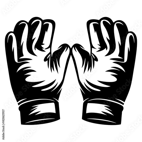 Stylized Black and White Boxing Gloves Illustration with Artistic Flair and Impact