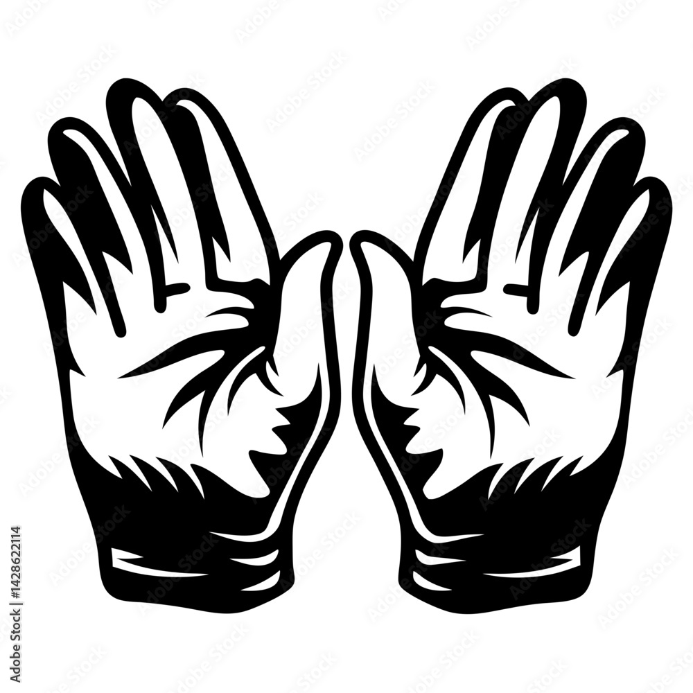 Fototapeta premium Symmetrical black and white image depicting two hands facing each other upwards