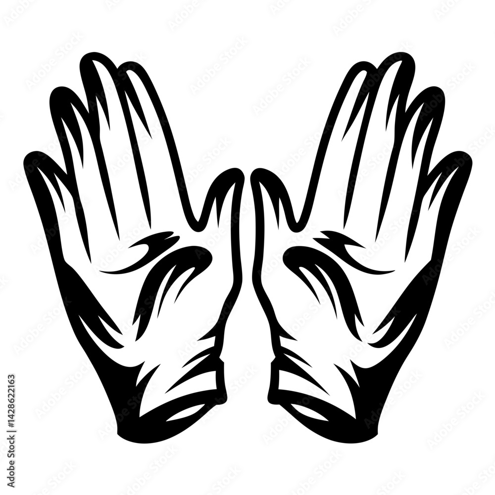 Obraz premium Two open hands in a stylized black and white design offering assistance