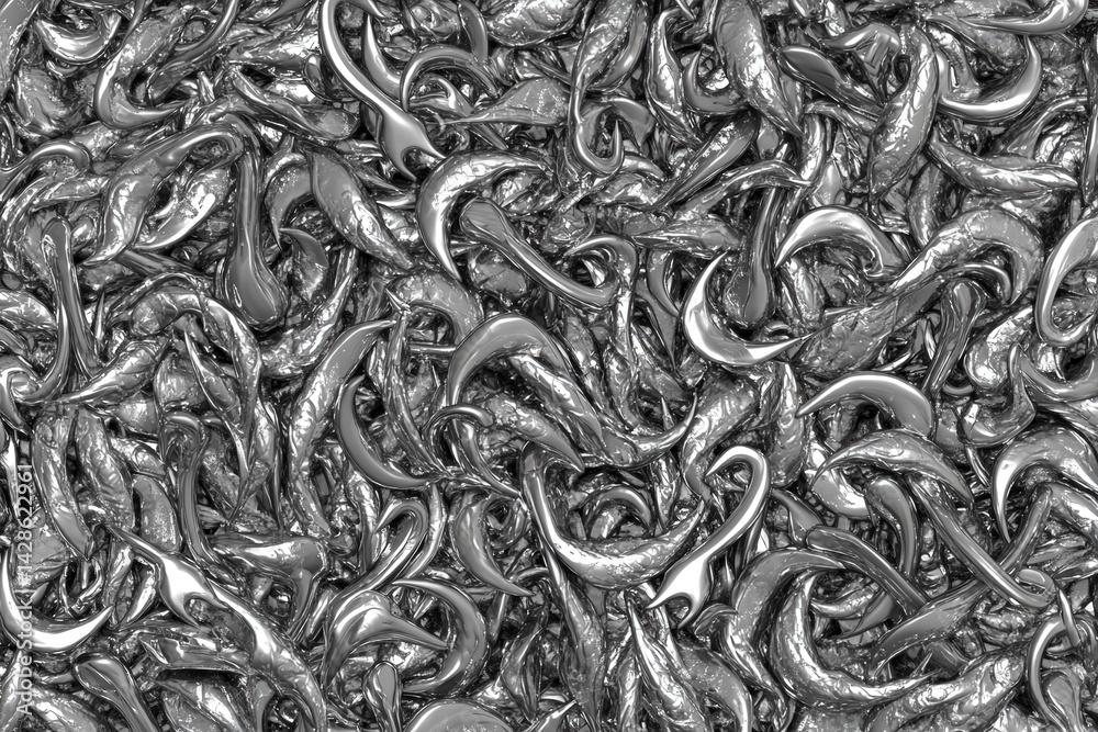 Abstract Metallic Swirl Pattern in Monochrome Color Scheme