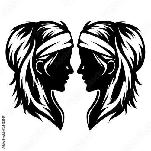 Two Silhouetted Faces Facing Each Other, a Symbol of Gemini Zodiac Sign