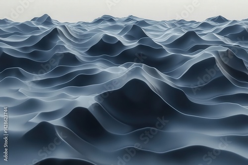 Obraz na płótnie Abstract Ocean Waves in Soft Blue Tones with Smooth Textures w salonie