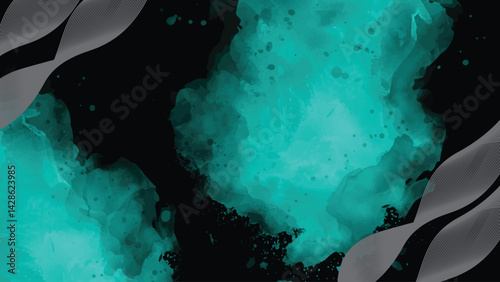 Colorful powders, isolated on black background studio. Black, green and white wave lines colors powder.