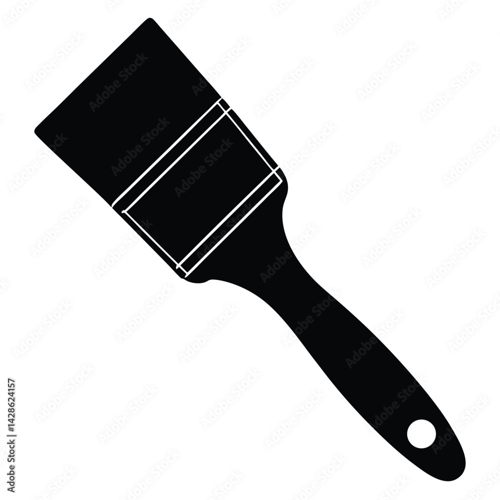 Isolated Black Vector Artist Element paintbrush  flat  With White Background