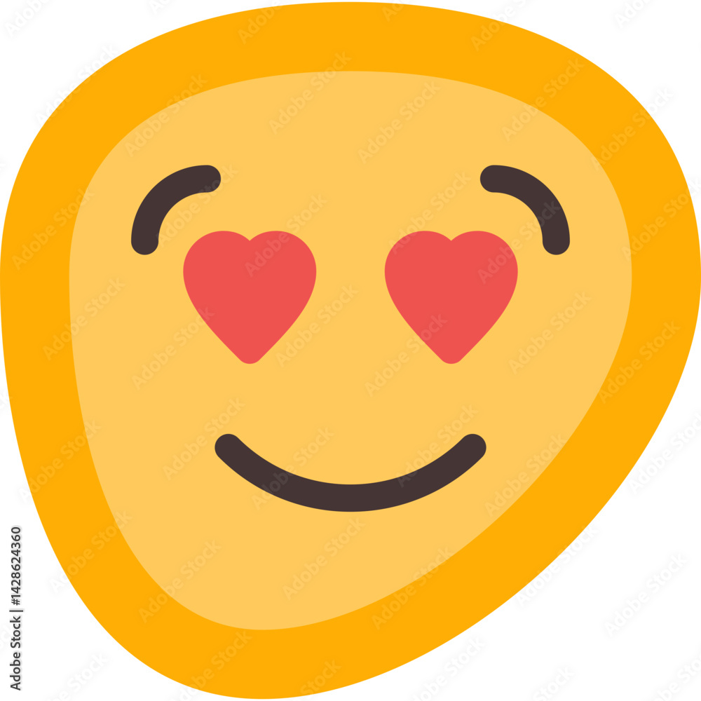 Obraz premium Happy Face with Hearts Flat Icon
