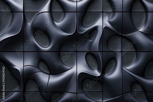 Abstract Pattern of Curved Textures in Dark Shades and Shapes
