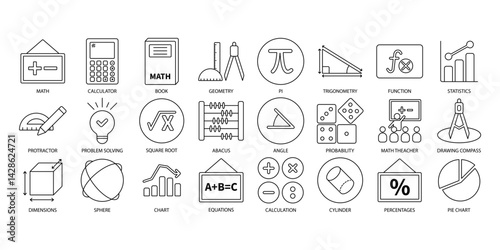 Mathematics icons set . Mathematics pack symbol vector elements for infographic web