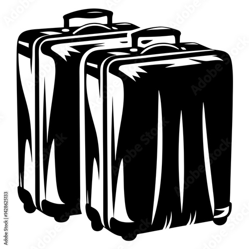 Vintage Black and White Luggage Illustration Representing Travel and Adventure