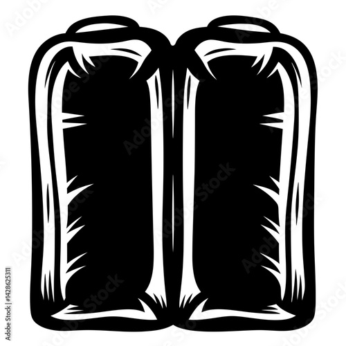 Abstract dual image of a thorny black silhouette on a white background