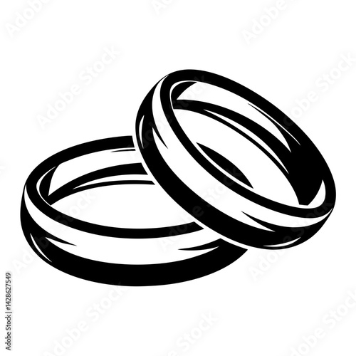Intertwined circles symbolize commitment and eternal love in this minimalist black artwork