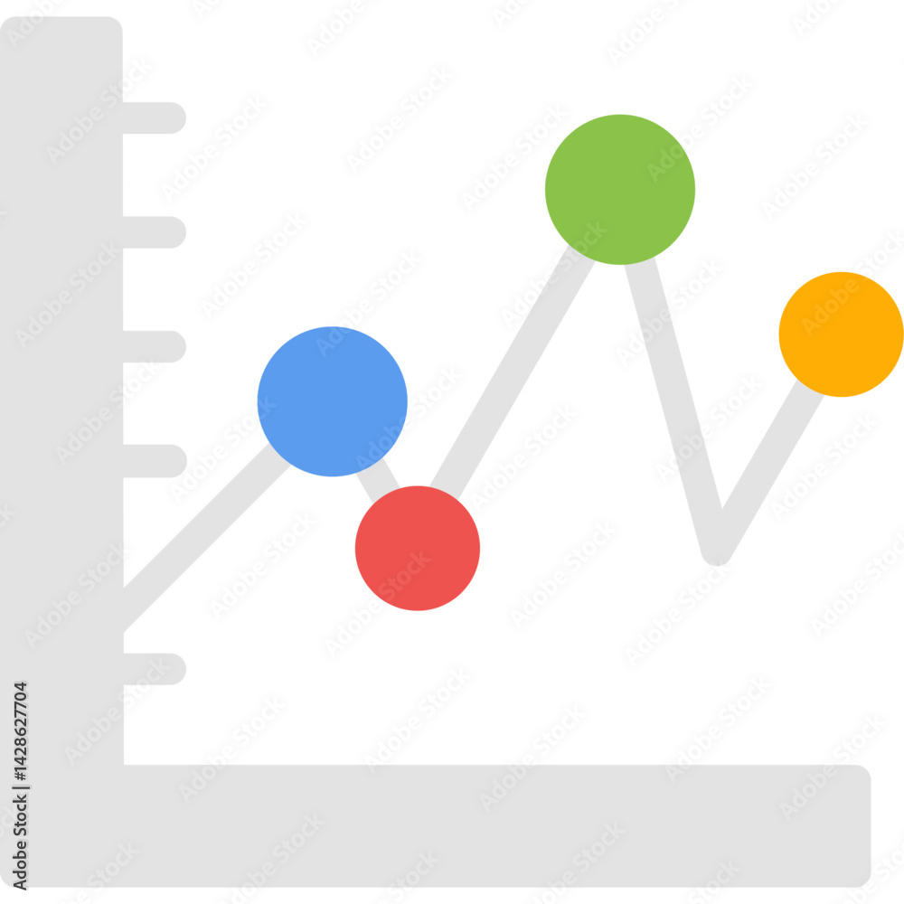 Line Graph Flat Icon Line Graph Flat Icon