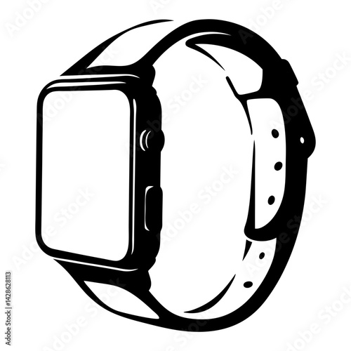 Stylish smart watch design in black and white vector illustration graphic