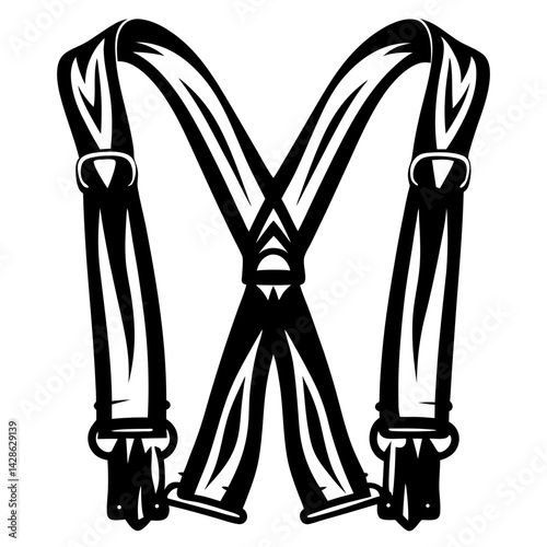 Monochrome graphical representation of suspenders in a classic X shape design