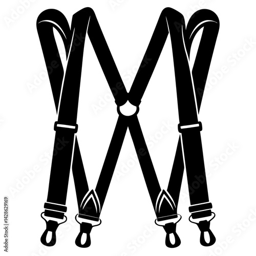 Black and White Suspenders Illustration for Fashion and Style Purposes